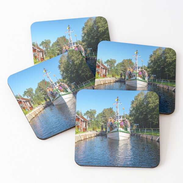 Item preview, The white small canal boat in a lock at Dalslands canal designed and sold by connyM-Sweden.