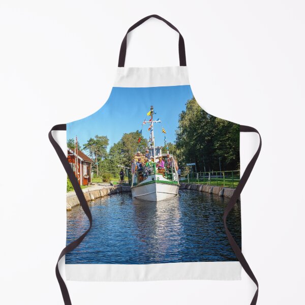 Item preview, The white small canal boat in a lock at Dalslands canal designed and sold by connyM-Sweden.