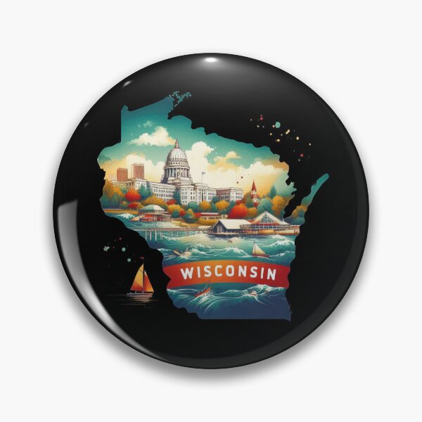 Item preview, Wisconsin retro travel map of United States designed and sold by CleanDecor.