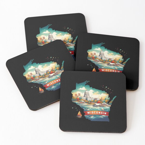 Item preview, Wisconsin retro travel map of United States designed and sold by CleanDecor.