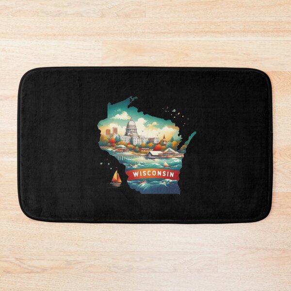 Item preview, Wisconsin retro travel map of United States designed and sold by CleanDecor.