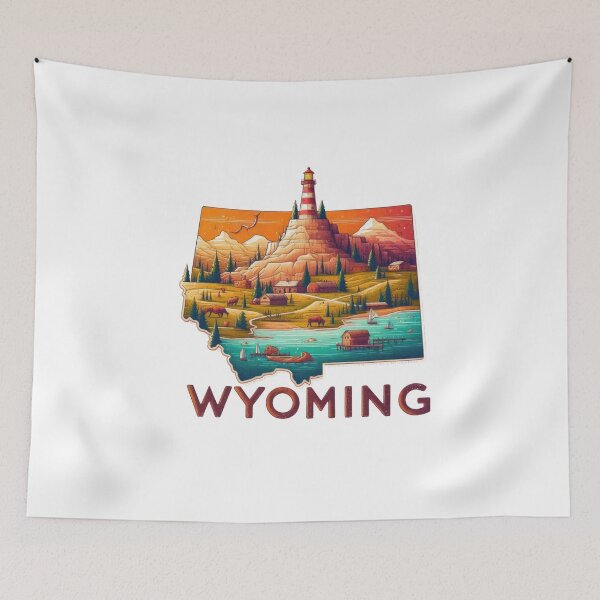 Item preview, Wyoming retro travel map of United States designed and sold by CleanDecor.