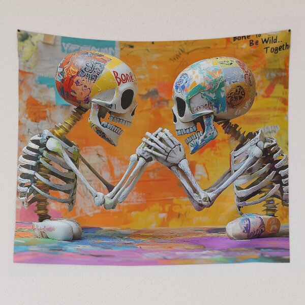 Item preview, Skeletons in Love - Vibrant Graffiti Art with Colorful Street Style designed and sold by Soul-Sparks.