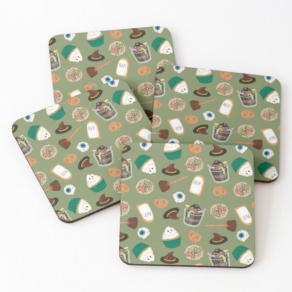 Item preview, Halloween Treats Olive Green Background Illustrated  designed and sold by Juliet Raines.