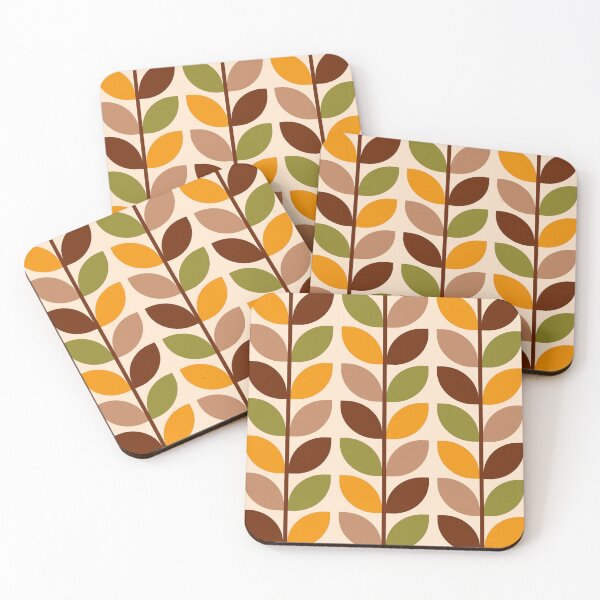 Item preview, Retro leaves rows brown orange designed and sold by Dana Du.
