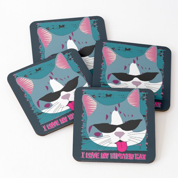 Item preview, I Love my Hipster Cat in vintage style designed and sold by navarraspain.