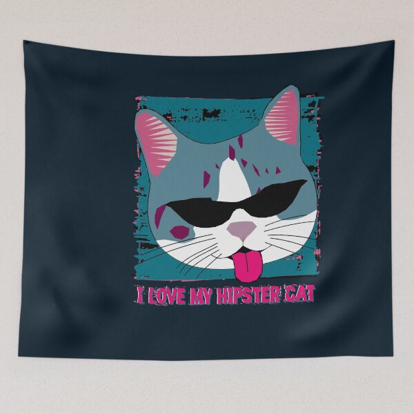 Item preview, I Love my Hipster Cat in vintage style designed and sold by navarraspain.