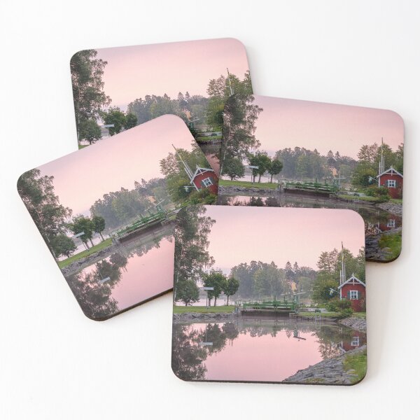 Item preview, The pink morning light shines over the lock at Dalslands canal designed and sold by connyM-Sweden.