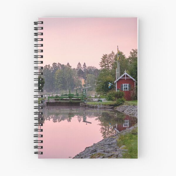 Item preview, The pink morning light shines over the lock at Dalslands canal designed and sold by connyM-Sweden.