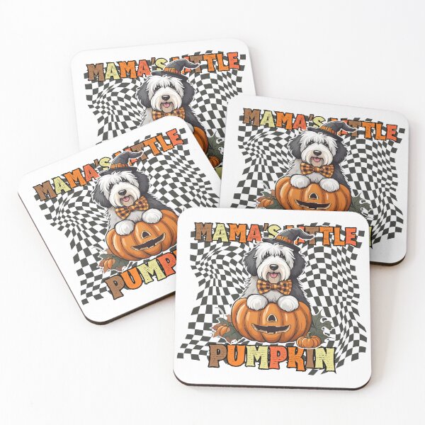 Item preview,   "Mama's Little Pumpkin" - Bearded Collie in Halloween Pumpkin with Checkered Background designed and sold by GoodyPaws.