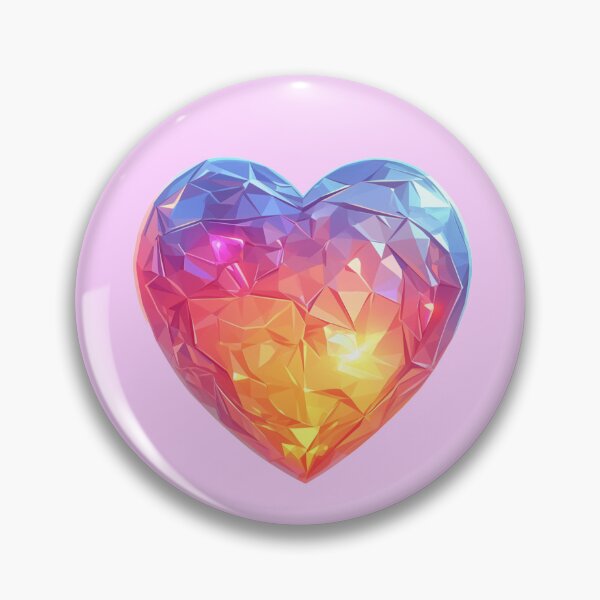 Item preview, Prismatic Heart: Radiant Gem of Sunset Hues Pin Button designed and sold by PiNGGoGoRi.