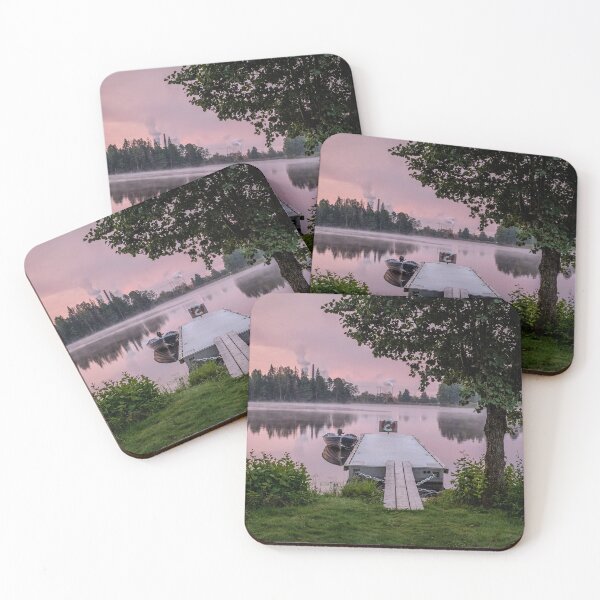 Item preview, Morning light at the lake with a rowing boat at a small jetty designed and sold by connyM-Sweden.