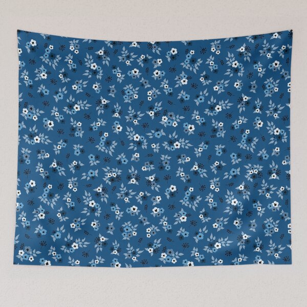 Item preview, Retro ditsy flowers classic blue designed and sold by Dana Du.