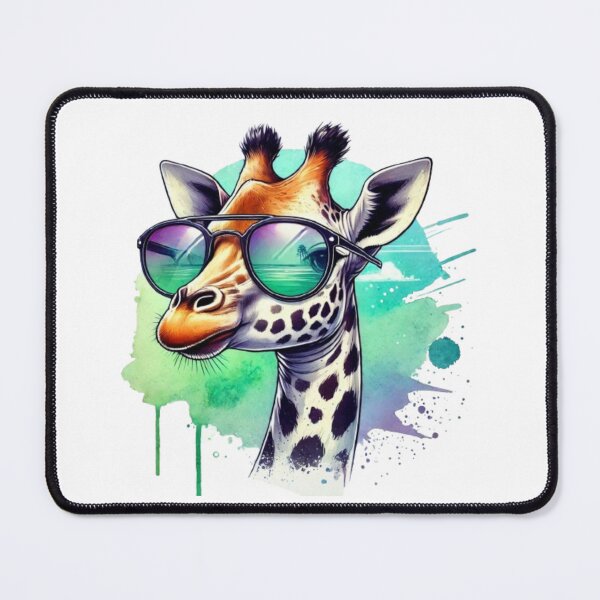 Artikelvorschau, Stilvolle Giraffe mit Sonnenbrille – Tropical Vibes Animal Art entworfen und verkauft von GemBob Creations.