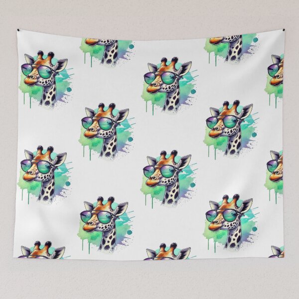 Artikelvorschau, Stilvolle Giraffe mit Sonnenbrille – Tropical Vibes Animal Art entworfen und verkauft von GemBob Creations.