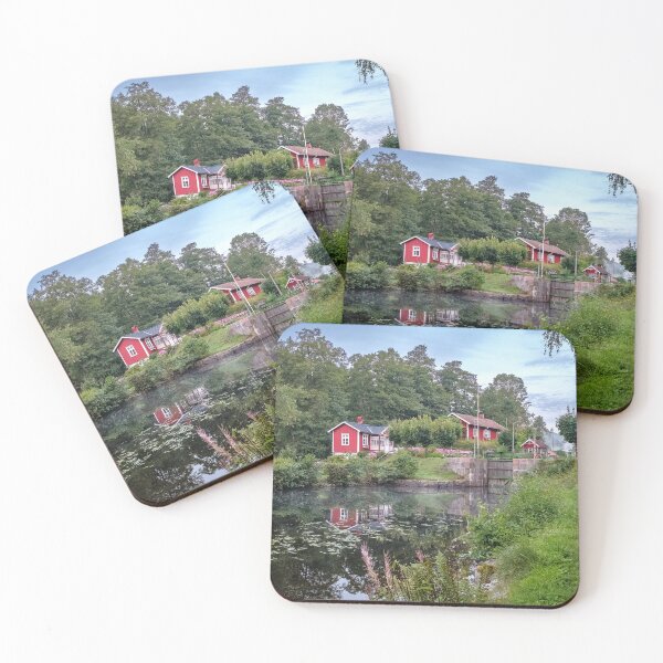 Item preview, Three red cottage at the lock of Dalslands Canal designed and sold by connyM-Sweden.