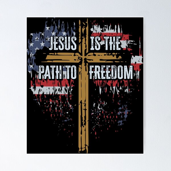 Item preview, Jesus is Freedom Cross USA Flag designed and sold by WBGraphix.