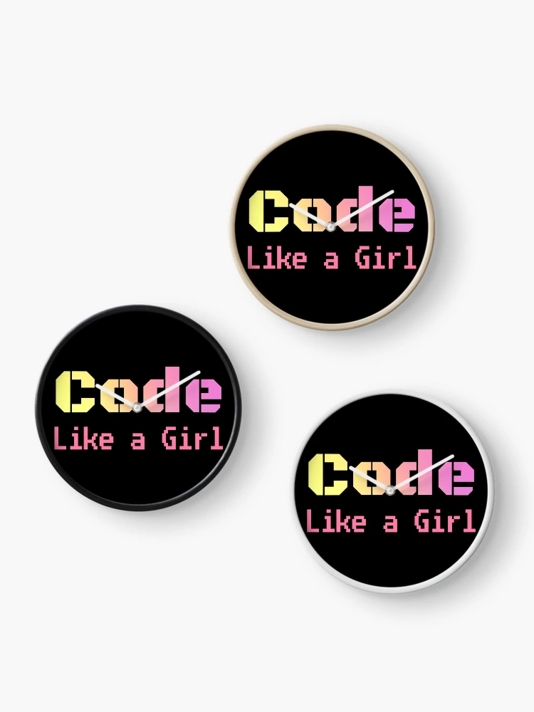 Thumbnail 3 of 4, Clock, Code Like A Girl - Programming Computer Science designed and sold by ScienceCorner.