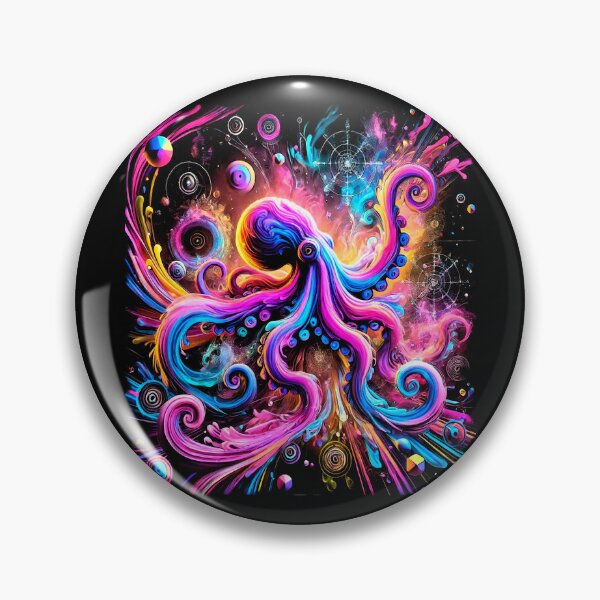 Artikelvorschau, Kosmische Umarmung des psychedelischen Oktopus: Fließend in Energie und Farbe entworfen und verkauft von VividPulseArt.