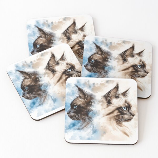 Item preview, Two cats watercolor designed and sold by PetsArt.