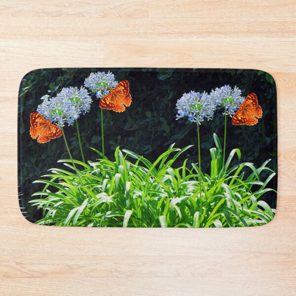 Item preview, Wall Brown butterflies pollinating Agapanthus africanus Albus flowers designed and sold by Peter Etchells.