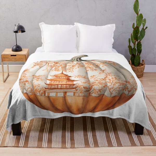 Item preview, Blue and Orange Chinoiserie Pumpkin 3 designed and sold by TheChinoiserie.