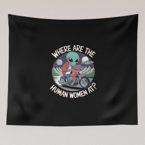 Item preview, Alien Biker Searching for Human Women - Funny Space and Motorcycle Design designed and sold by love3617.