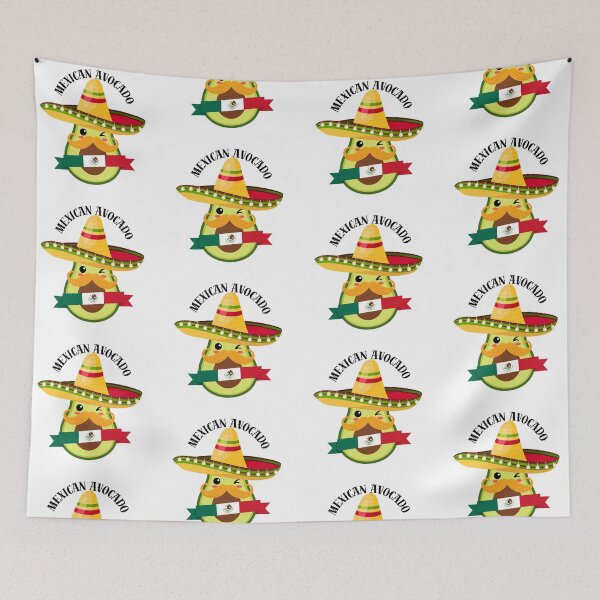 Item preview, kawaii mexican avocado with hat and mustache designed and sold by ZerpaGiovanna.