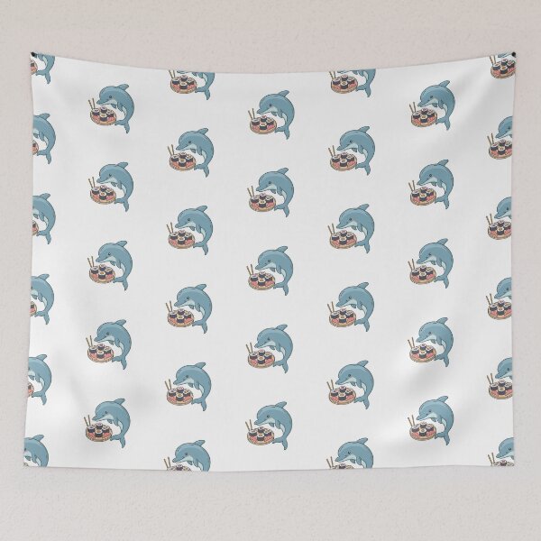 Item preview, Illustration of cute dolphin eating sushi designed and sold by rasagamastore.