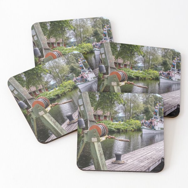 Item preview, The old white canal boat slides in towards the dock designed and sold by connyM-Sweden.