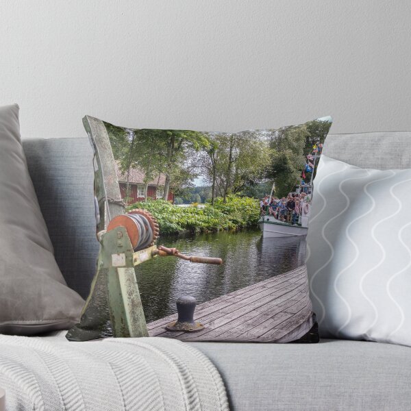 Item preview, The old white canal boat slides in towards the dock designed and sold by connyM-Sweden.