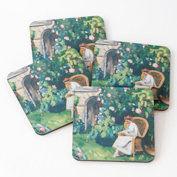Item preview, Peaceful Garden Scene with Woman Reading – French Impressionist Art designed and sold by CARRAANN.