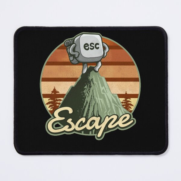 Item preview, Funny Computer Keyboard ESC Escape Vintage Retro, Camper, hiking, alpinist and mountains in the distressed style. designed and sold by EdithShop59.