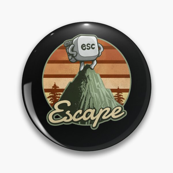 Item preview, Funny Computer Keyboard ESC Escape Vintage Retro, Camper, hiking, alpinist and mountains in the distressed style. designed and sold by EdithShop59.