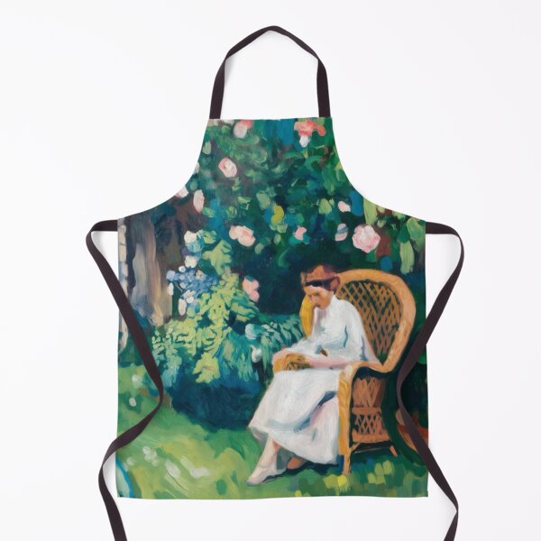 Item preview, Peaceful Garden Scene with Woman Reading – French Impressionist Art designed and sold by CARRAANN.