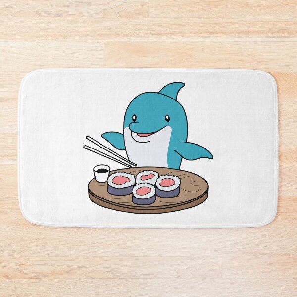Item preview, Illustration of cute dolphin eating sushi designed and sold by rasagamastore.
