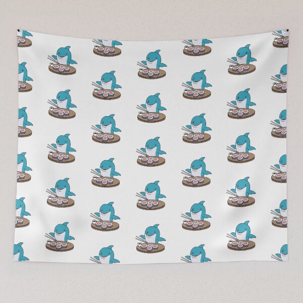 Item preview, Illustration of cute dolphin eating sushi designed and sold by rasagamastore.