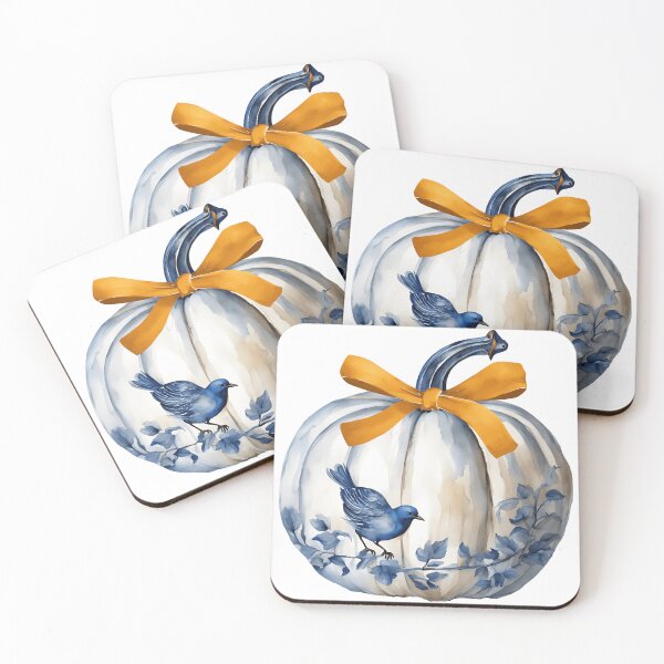 Item preview, Calabaza chinoiserie azul y blanca con lazo naranja designed and sold by TheChinoiserie.