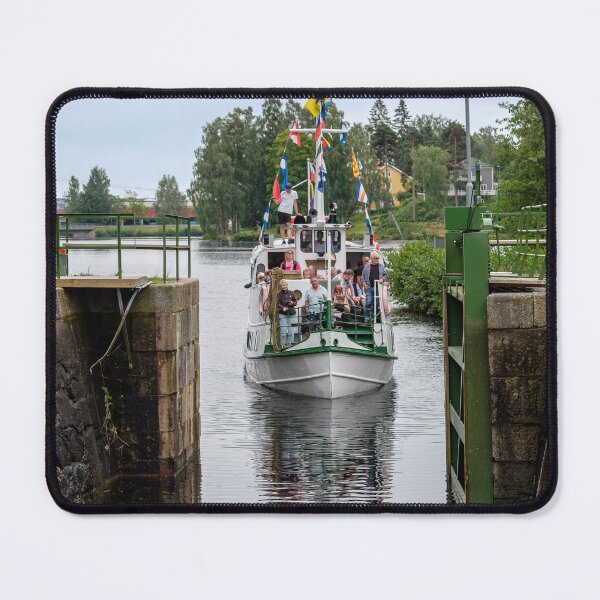 Item preview, The old white canal boat slides into the lock designed and sold by connyM-Sweden.