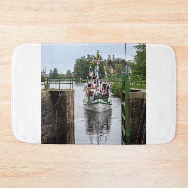 Item preview, The old white canal boat slides into the lock designed and sold by connyM-Sweden.