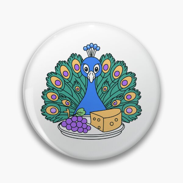Item preview, Cute peacock with a cheese platter and grapes designed and sold by rasagamastore.