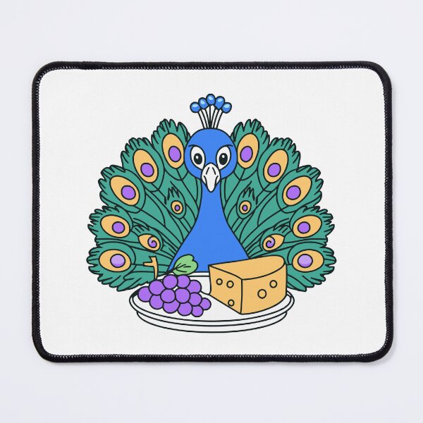 Item preview, Cute peacock with a cheese platter and grapes designed and sold by rasagamastore.