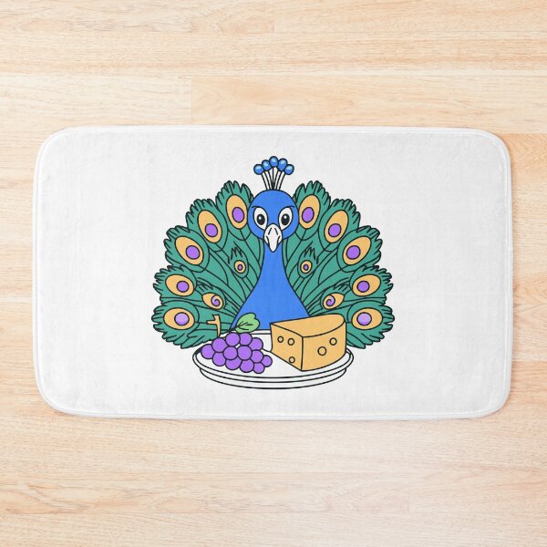 Item preview, Cute peacock with a cheese platter and grapes designed and sold by rasagamastore.