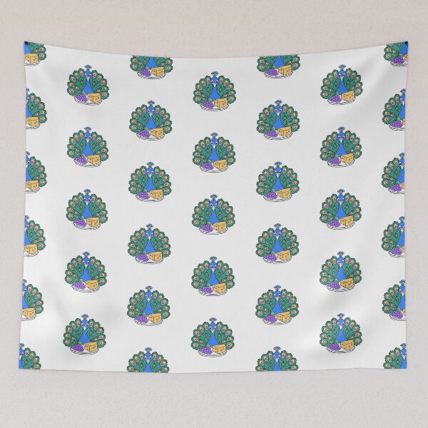 Item preview, Cute peacock with a cheese platter and grapes designed and sold by rasagamastore.
