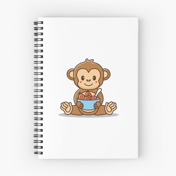 Item preview, Illustration of cute monkey holding a fruit bowl with a spoon designed and sold by rasagamastore.
