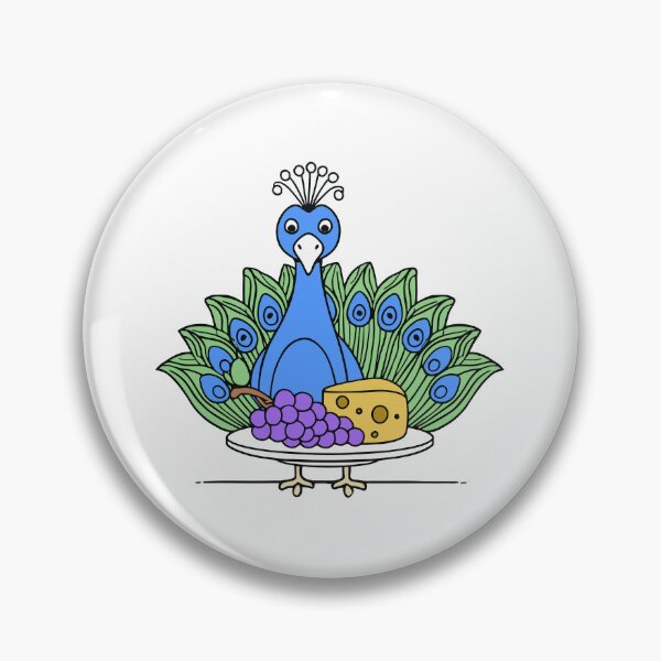 Item preview, Cute peacock with a cheese platter and grapes designed and sold by rasagamastore.