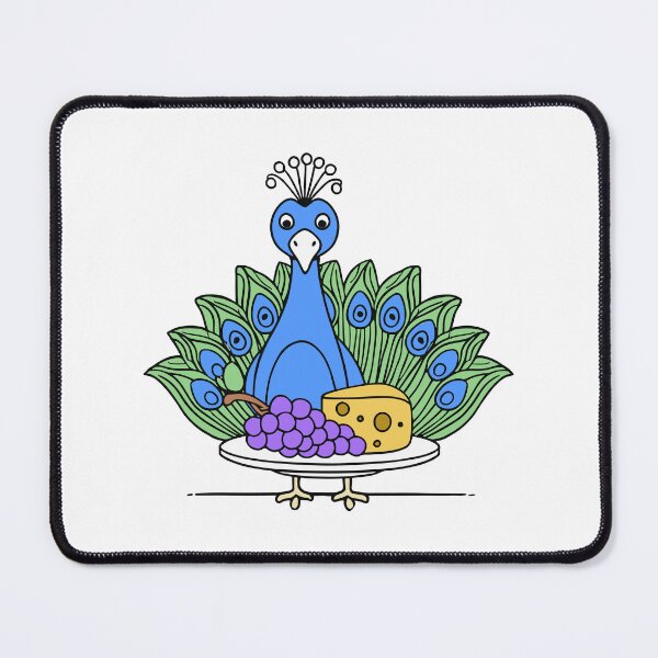 Item preview, Cute peacock with a cheese platter and grapes designed and sold by rasagamastore.