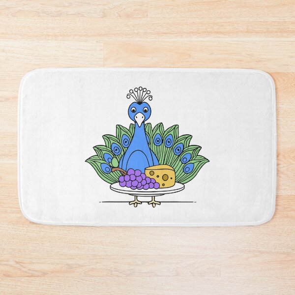 Item preview, Cute peacock with a cheese platter and grapes designed and sold by rasagamastore.