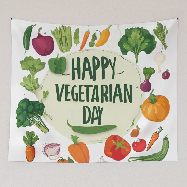 Item preview, Happy Vegetarian Day. Powered by Plants. designed and sold by GlowUpLook.