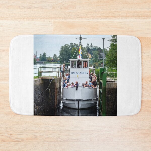Item preview, The old white canal boat slides into the lock designed and sold by connyM-Sweden.